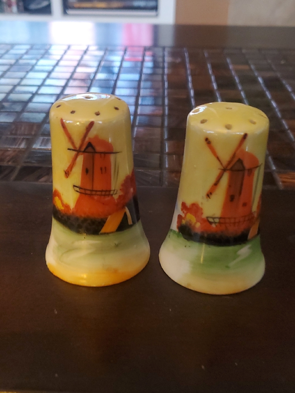 Vintage Hand-Painted Windmill Salt & Pepper Shakers